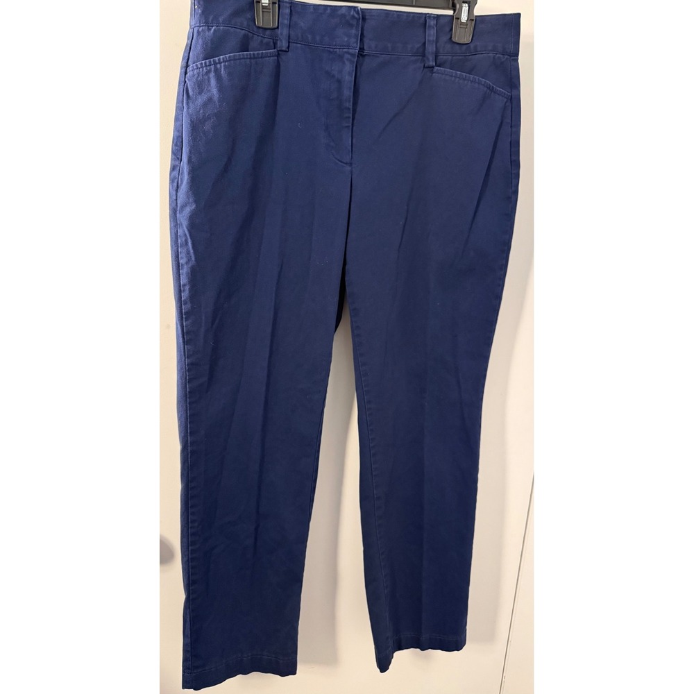 Lands' End Womens Navy Blue Mid Rise Straight Leg Chino Pants Size 12